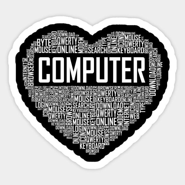 Computer Heart Sticker by LetsBeginDesigns